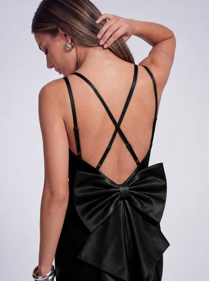Satin Cowl Neck Mermaid Maxi Dress - Black - view 7