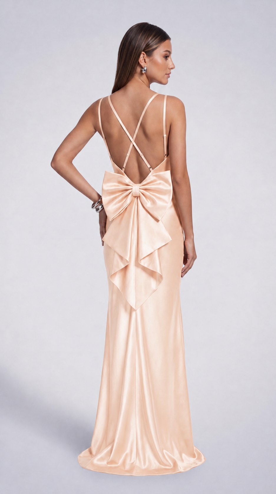 Satin Cowl Neck Mermaid Maxi Dress - Blush Pink - view 6