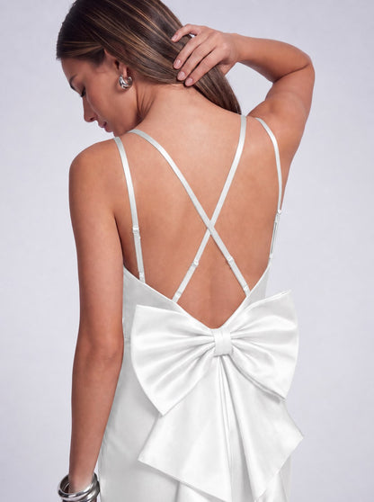 Satin Cowl Neck Mermaid Maxi Dress - White - view 7